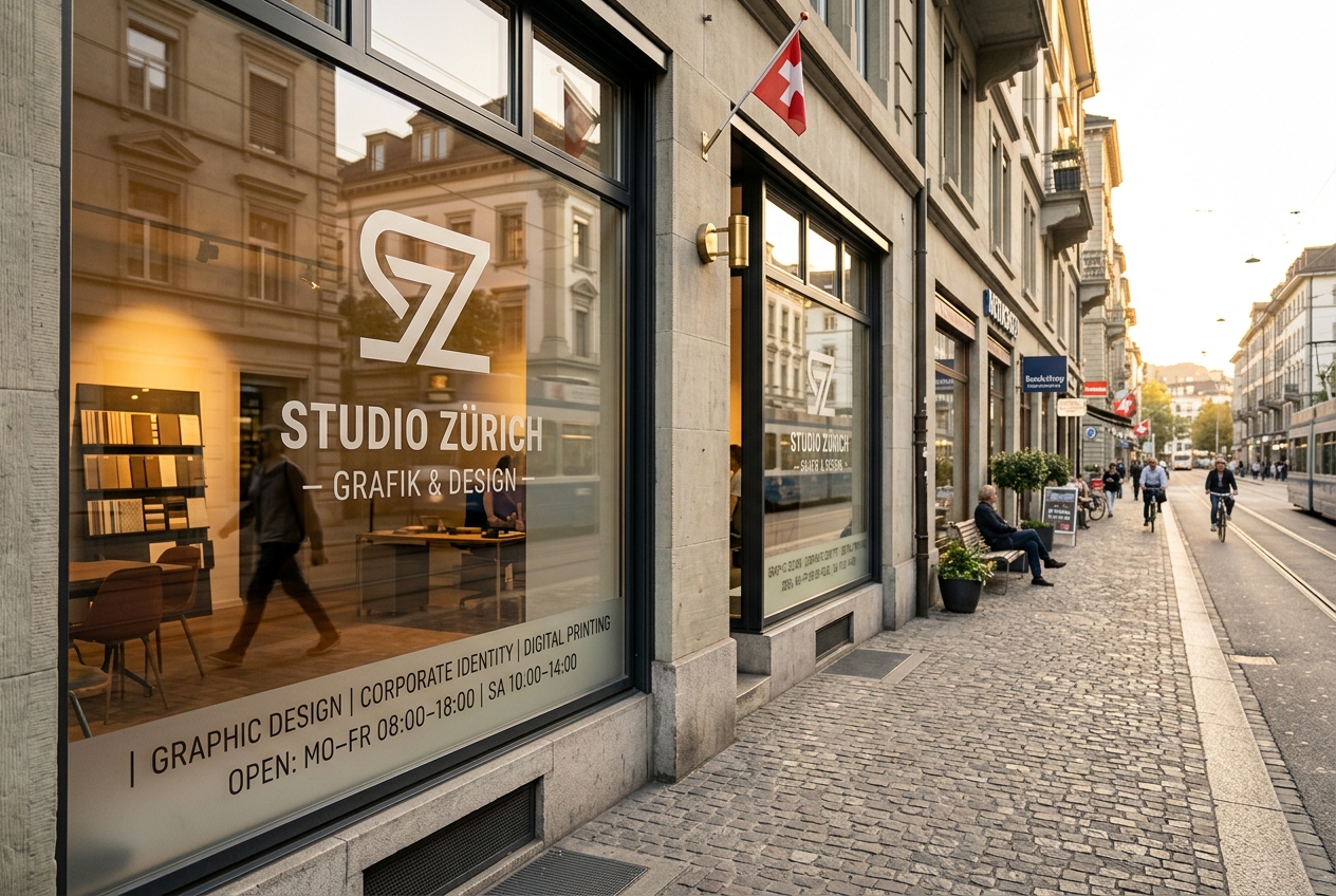 Schaufensterbeschriftung Glasfolierung HB Graphics Luterbach Solothurn