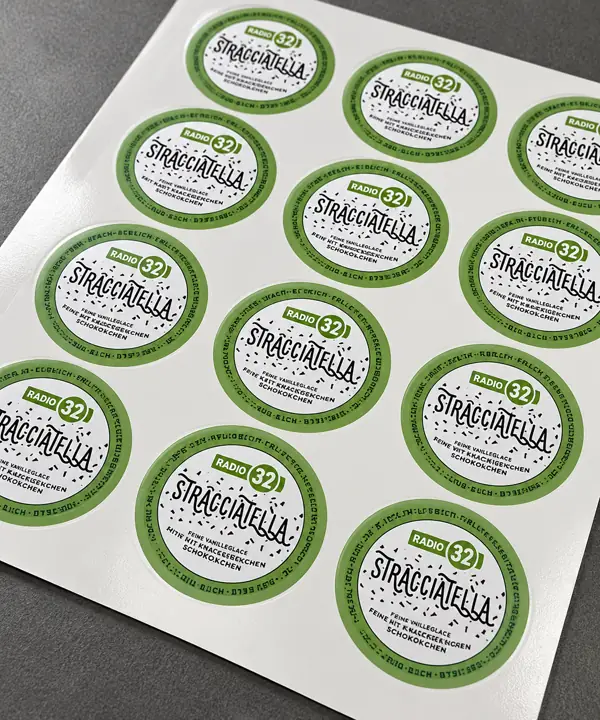 Radio 32 Stracciatella Stickerbögen Aufkleber Werbetechnik Solothurn