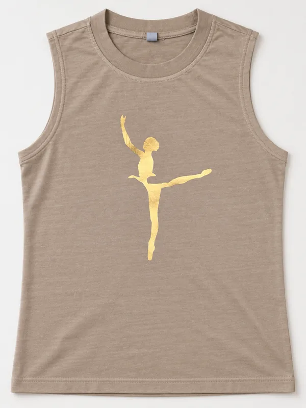 Balletschool Barbara Bortoli Tanktop Tänzerin Goldfoliendruck Textildruck Solothurn HB Graphics
