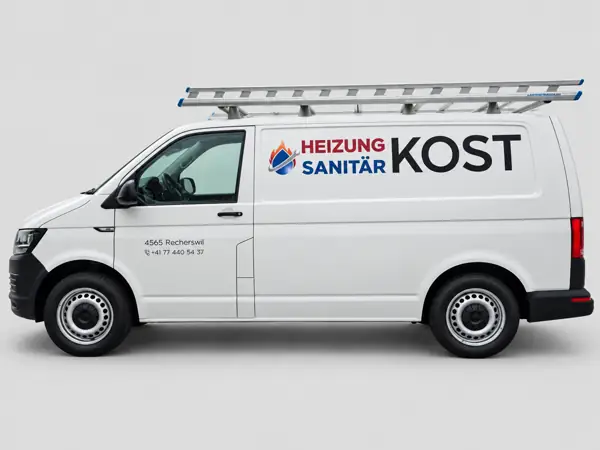 KOST Heizung Sanitär Firmenfahrzeug Beschriftung Recherswil Solothurn