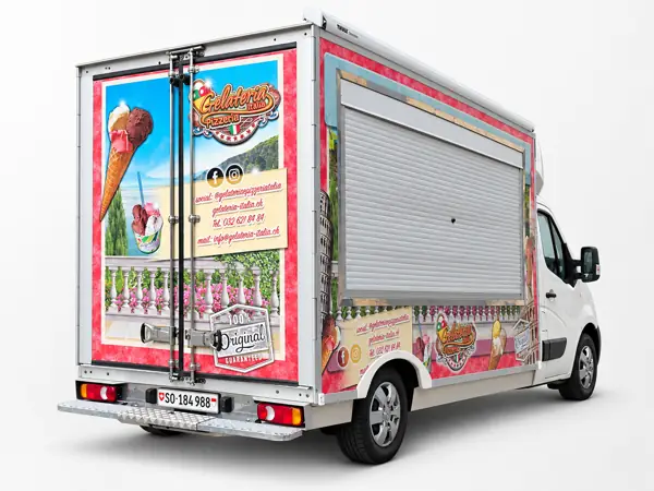 Gelateria Italia Foodtruck Kofferaufbau Vollfolierung Schweiz